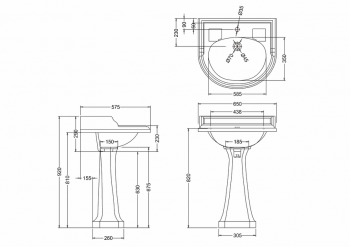 Classic round 65cm Basin and Pedestal